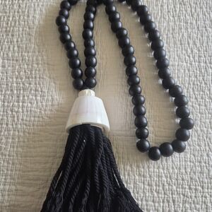 Black Beaded Necklace with Tassel